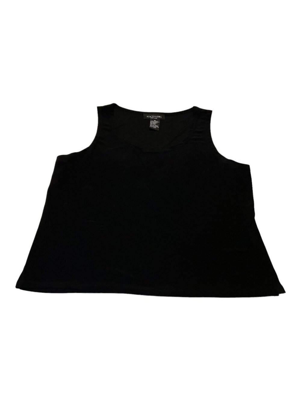 Perceptions New York Womens Size 16 Dressy Tank Top Black Silky Blouse Top Plus